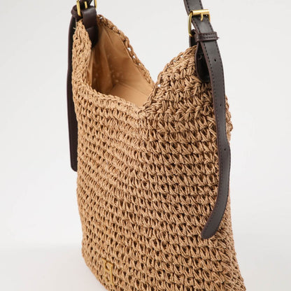 Cartera de Hombro Mimi Tipo rafia tejida café Playa Humana