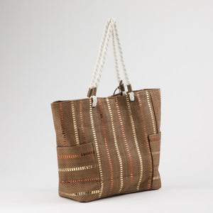 Cartera Tote Girasol Tejida tipo rafia café Playa ID