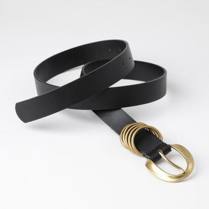 Cinturón Ecocuero Rings Dorado Negro Humana