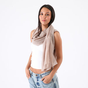 Pañuelo Liso Almada Cuadros Beige Id