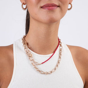 Collar Doble Ruby Dorado Humana