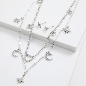 Set de aros y collar Lupe Plateado ID