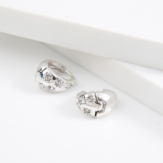 Aros Argolla Stars Plateado Humana