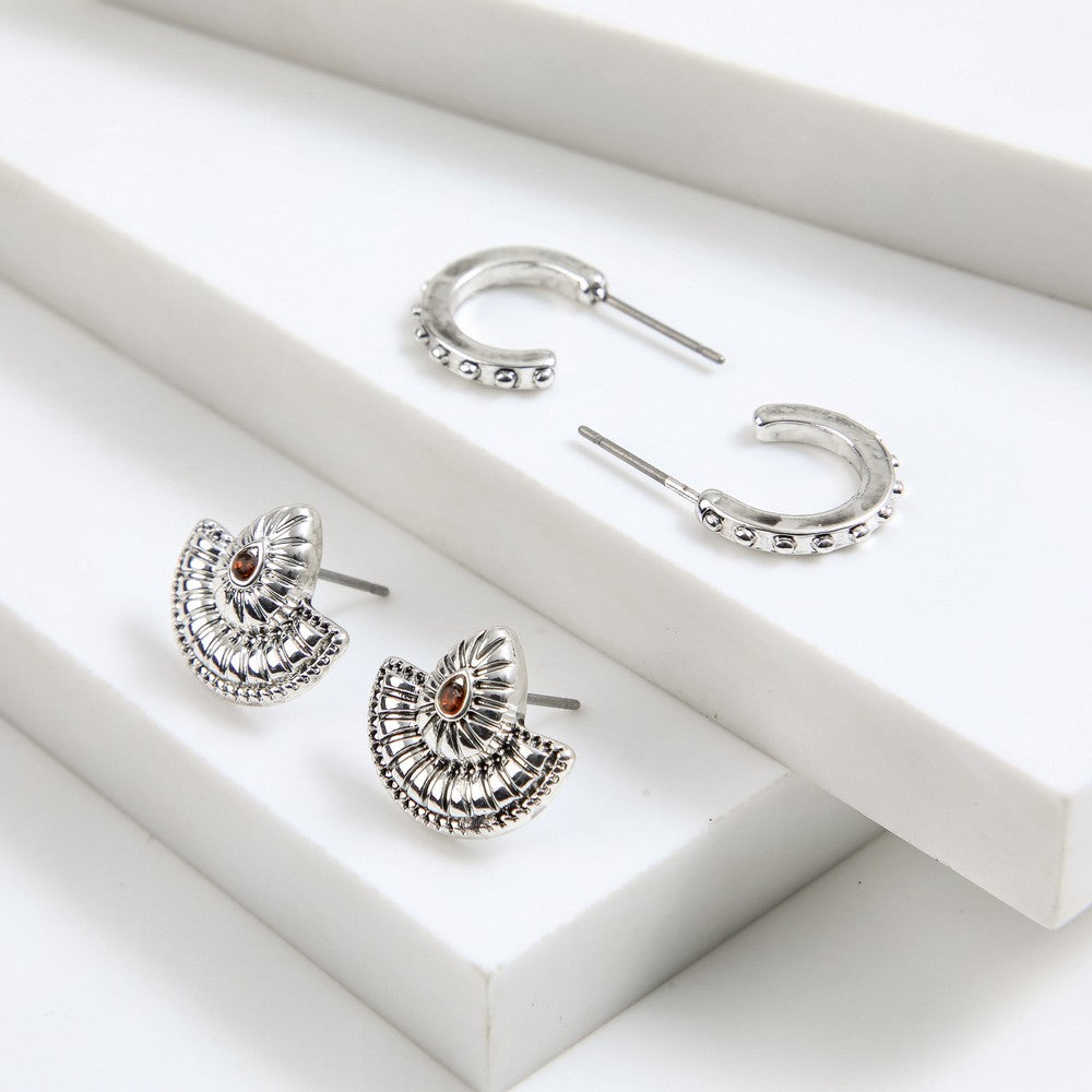 Set De Aros Elise Plateado Humana