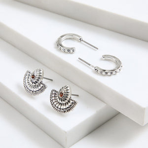 Set De Aros Elise Plateado Humana