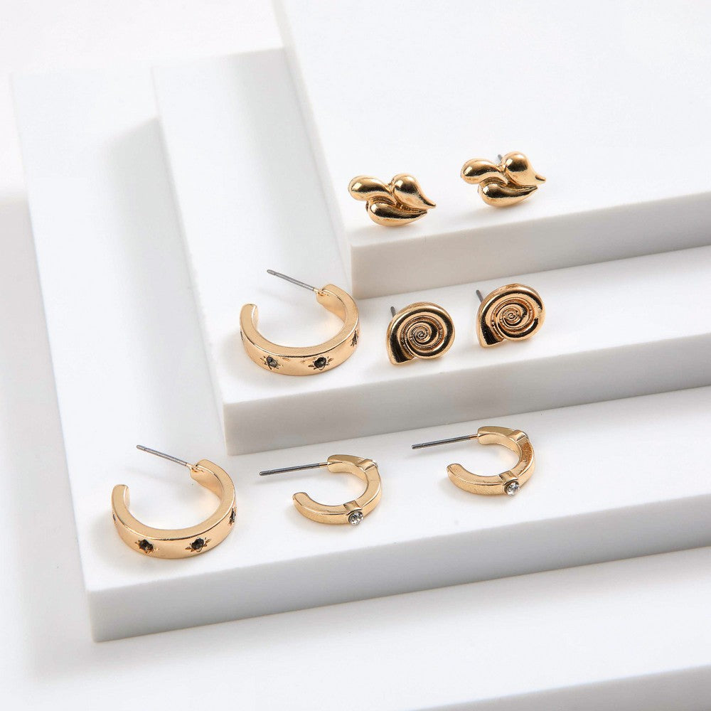 Set De Aros Sofía Dorado I-D