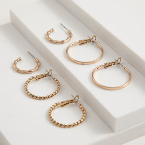 Set De Tres Aros Argolla Milo Dorado Id