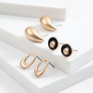 Set De 3 Aros Dark Dorado Tatienne