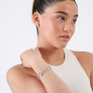 Pulsera Rosa Plateado ID