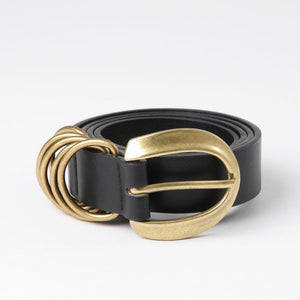 Cinturón Ecocuero Rings Dorado Negro Humana