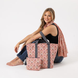 Set Cartera, Estuche y Pañuelo Fuch Beige Humana