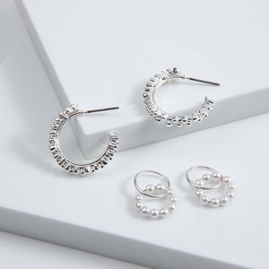 Set Aros Brillo Plateados i-D