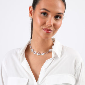 Collar Corto Rosetta Plateado Tatienne