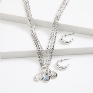 Set Collar y Aros Trio Plateado Humana