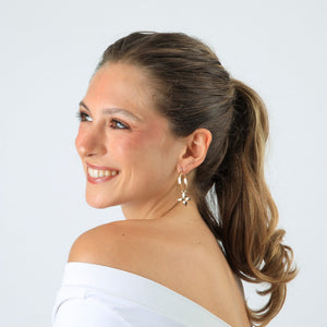 Set De Aros Flor Dorado Humana