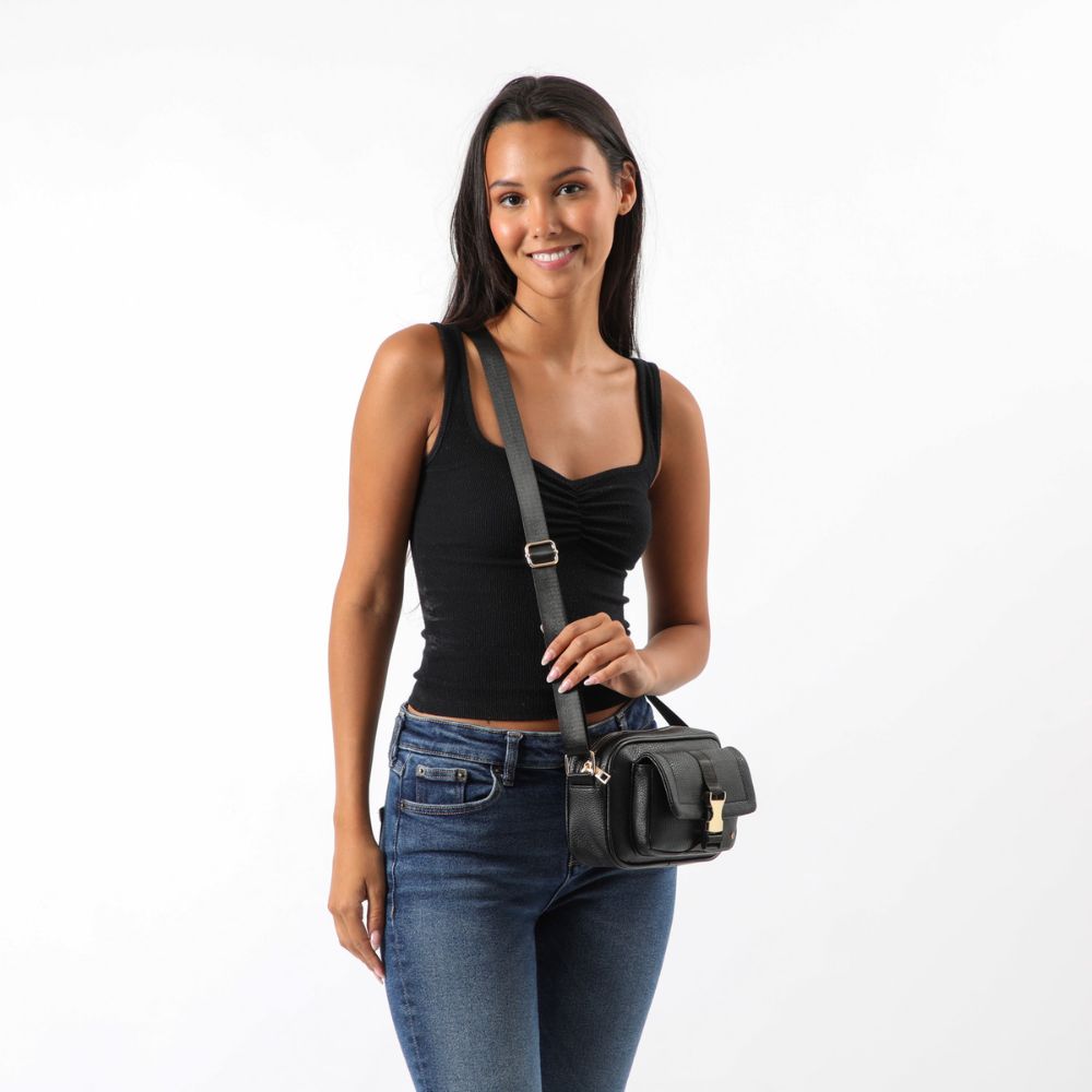 Cartera Cruzada Oporto Black Negra i-D
