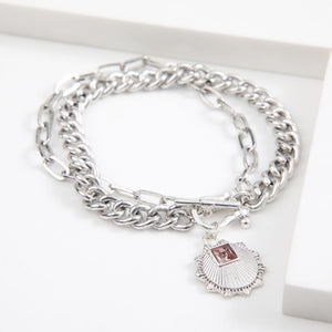 Pulsera Doble Círculos Plateado Humana