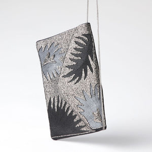 Cartera De Fiesta Mostacilla Hojas Plateado Humana