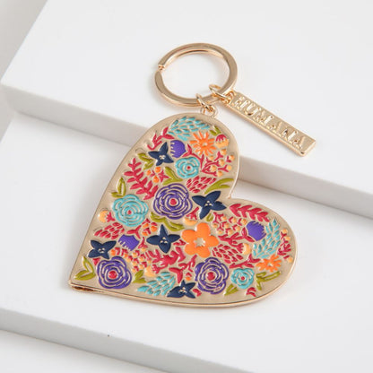 Llavero Heart Flores Dorado Humana
