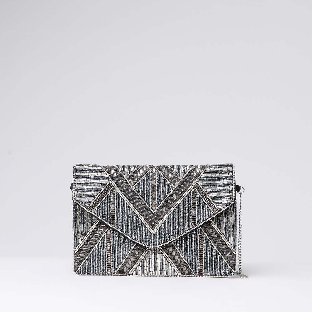 Clutch Rayas Plateado Humana