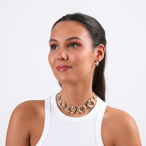 Collar Choker Flower Dorado Humana