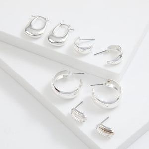 Set de 4 aros Ina Plateado ID