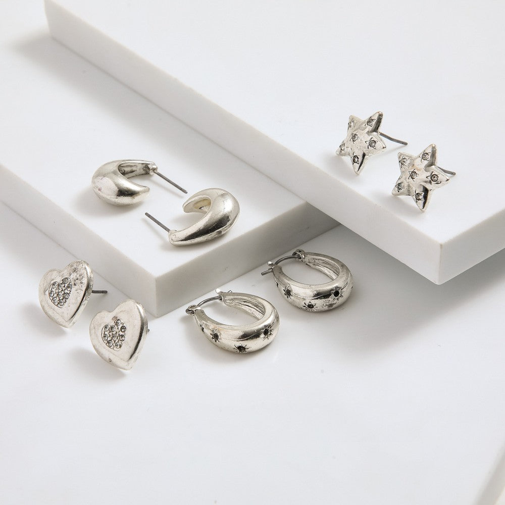 Set De Aros Jane Plateado I-D