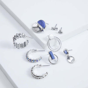 Set Aros Baniano Plateados Humana